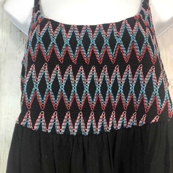 Torrid Black Challis & Colorful Zigzag Smocked Babydoll Cami 0 - Picture 2 of 6